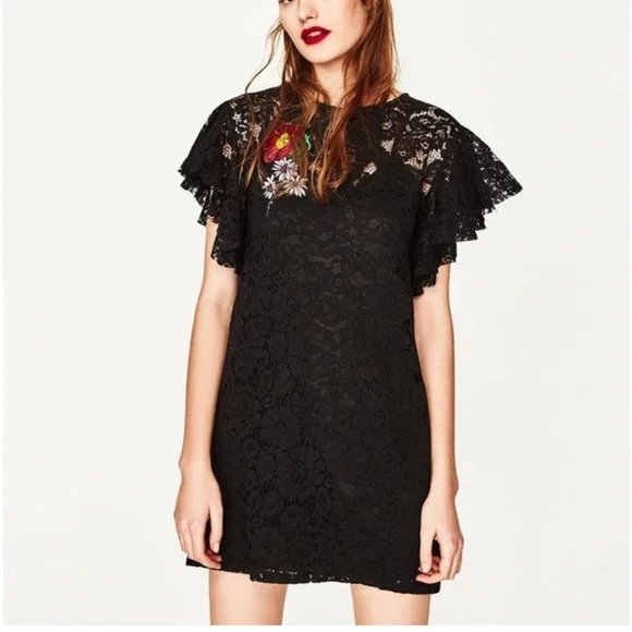 sachin and babi light blue dress 100% VISCOSE EMBROIDERED LACE DRESS - Dark brown main image 1